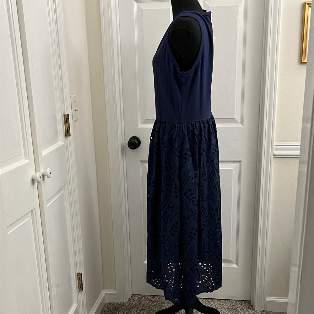 Grace Karin Navy Sleeveless Maxi Dress with Eyelet Skirt Panel - Picture 5 of 7